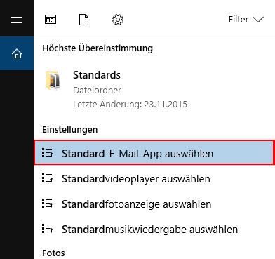 standardprogramme zuordnung e-mail